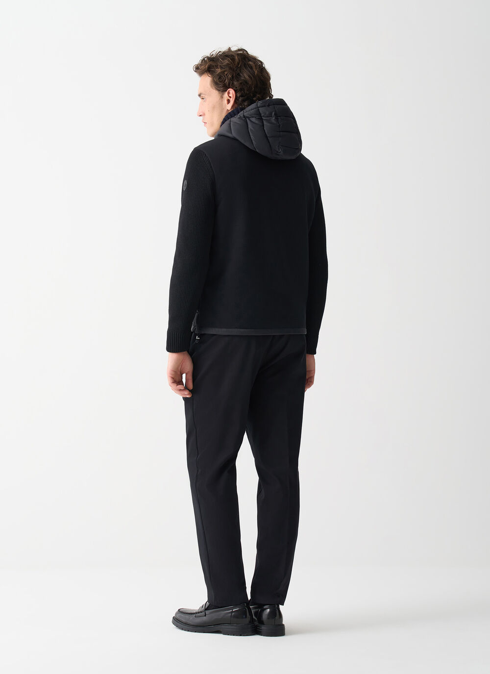 Hooded jacket with knit sleeves image number 3