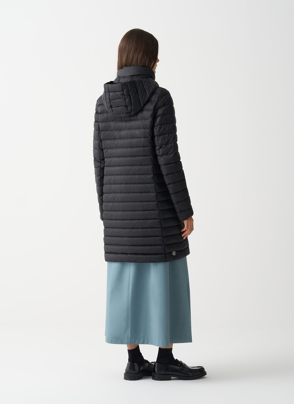 Long lightweight down jacket with hood image number 3