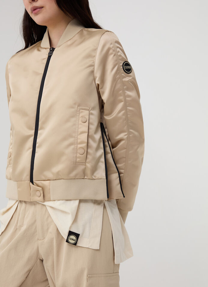 Satin bomber jacket with side zips image number 2