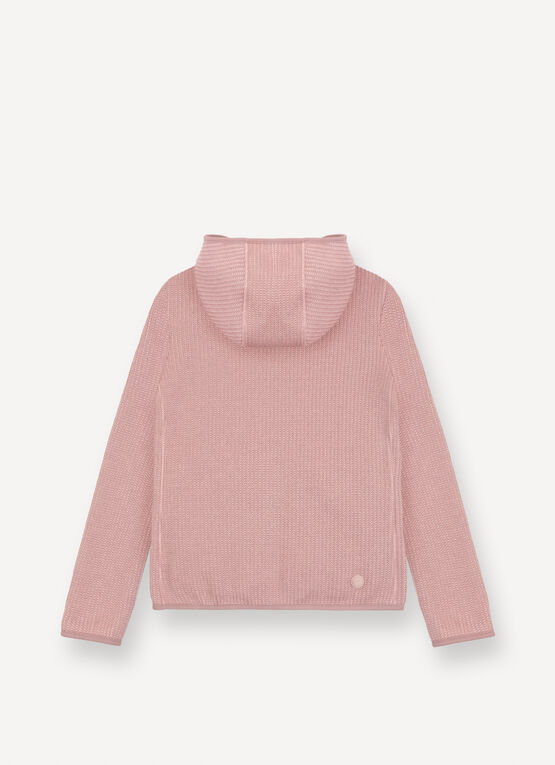 Rib-knit pullover with hood