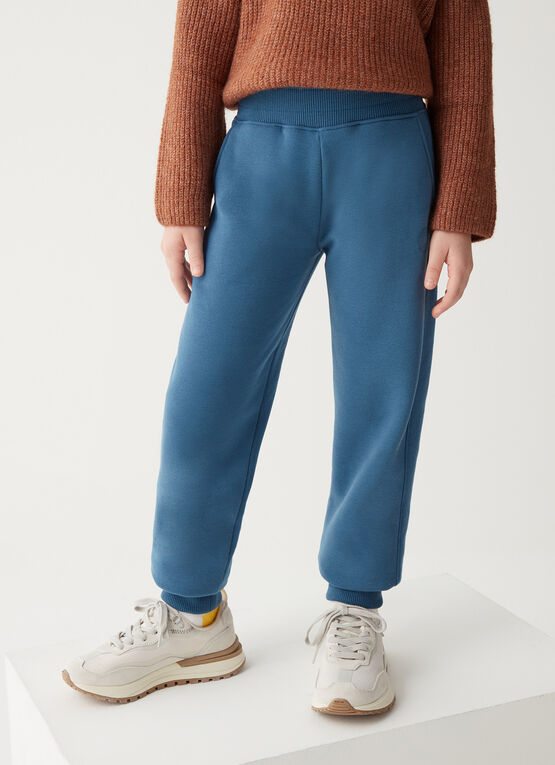 Comfort fleece trousers with embossed logo