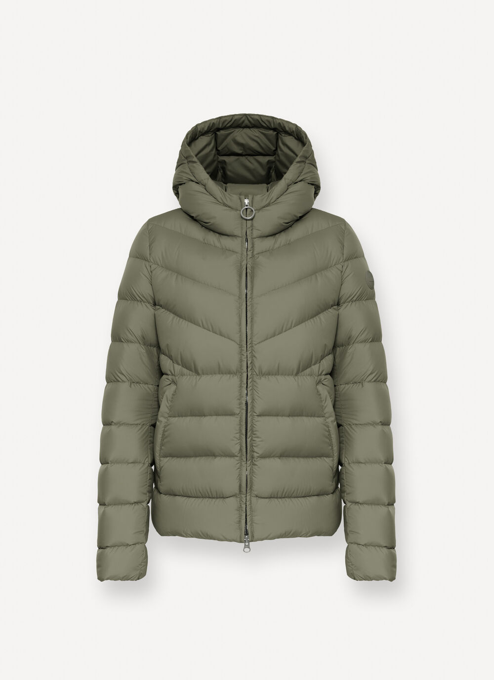 Down jacket with fixed hood in matt fabric image number 4