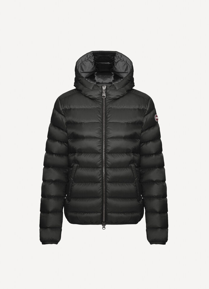 Short down jacket with attached hood image number 4