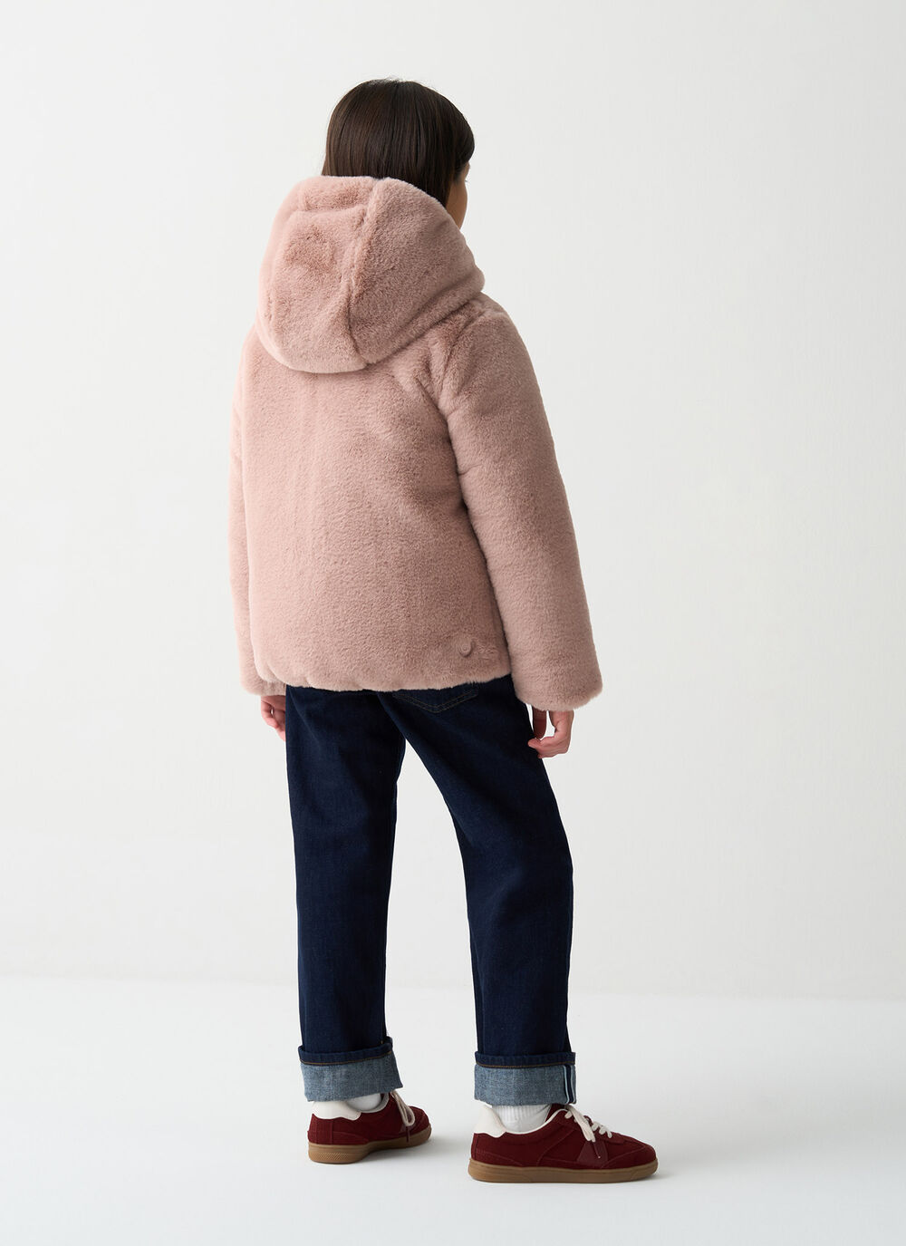 Reversible faux fur down jacket image number 3