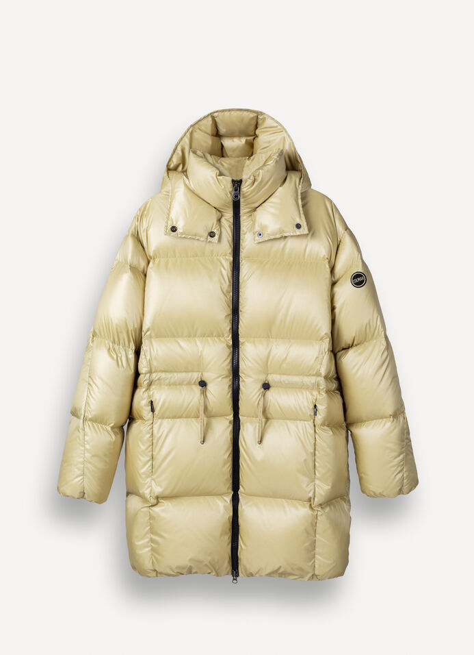 Maxi down jacket with drawstring waist image number 3