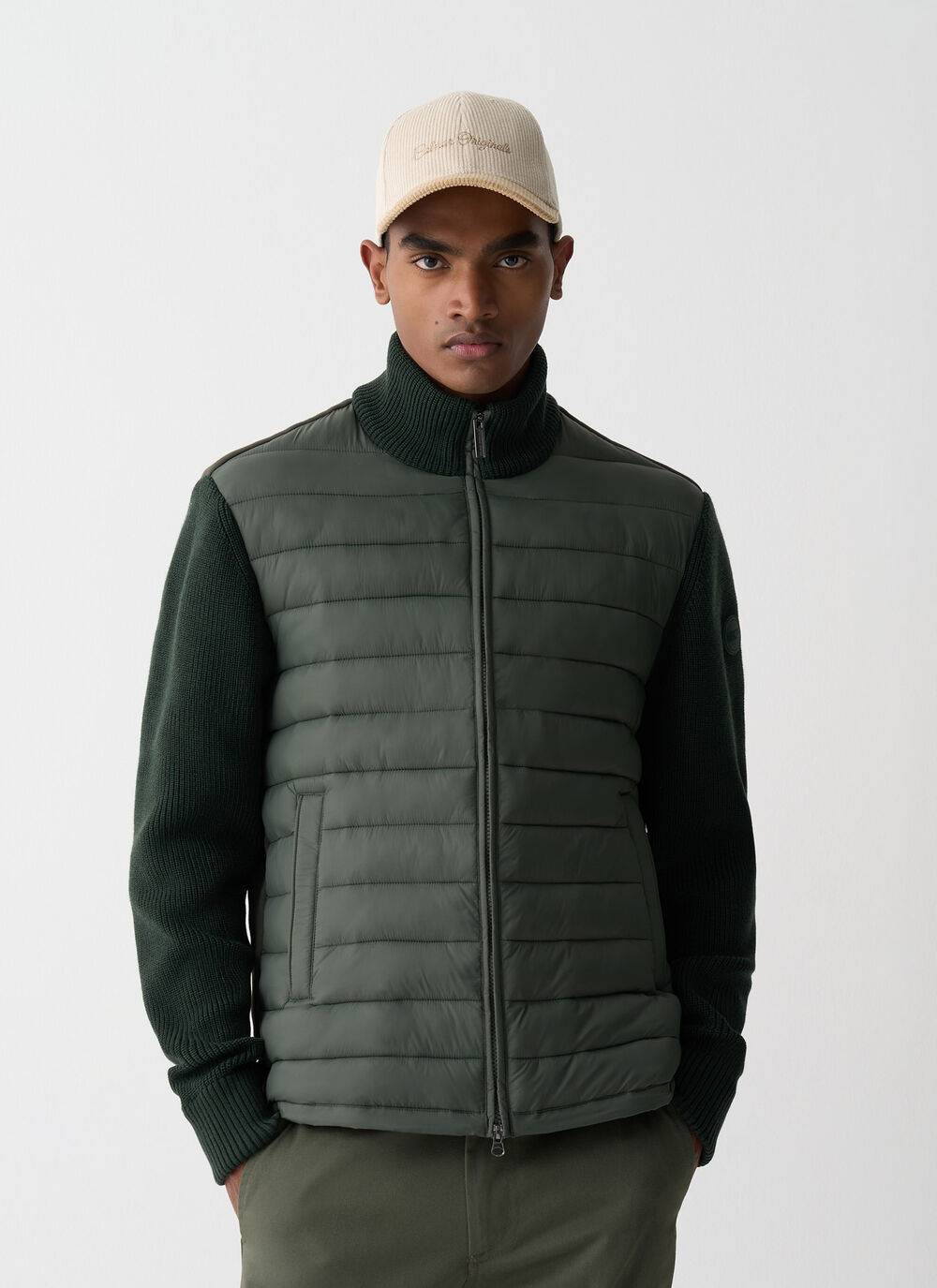 Jacket with knit sleeves image number 1