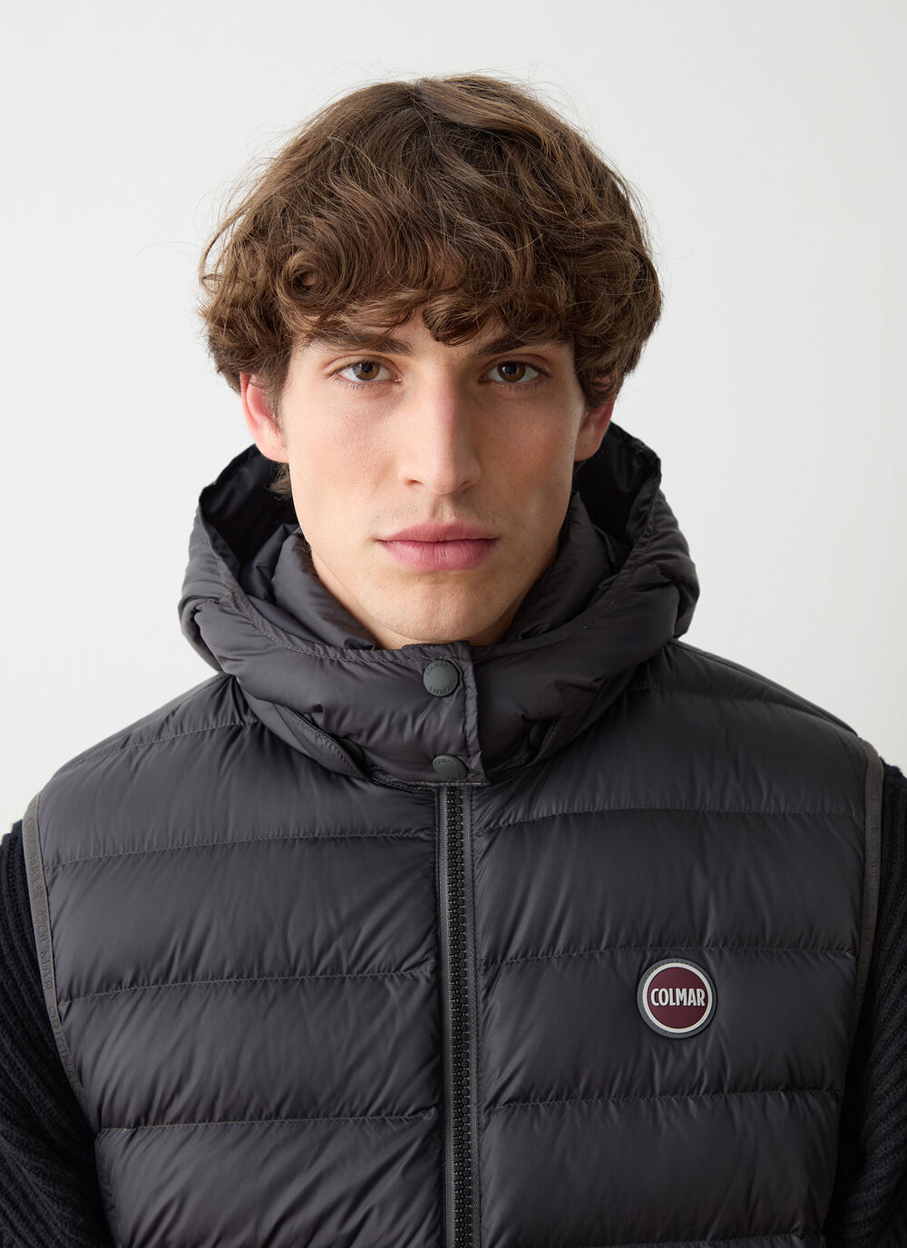 Down vest with detachable hood image number 2