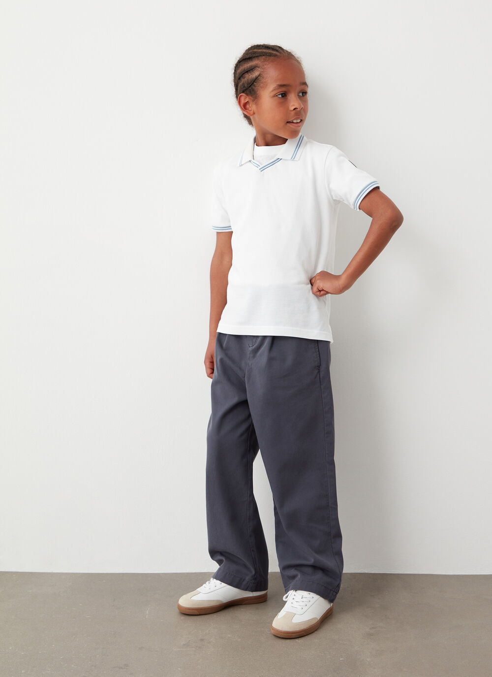 Contrasting striped polo-shirt image number 1