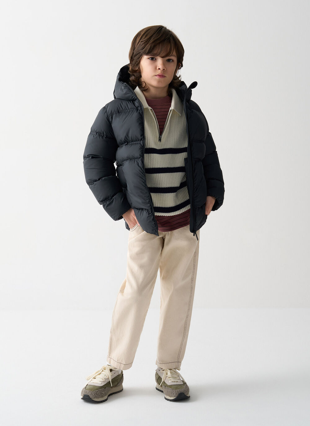 Hooded opaque down jacket image number 0