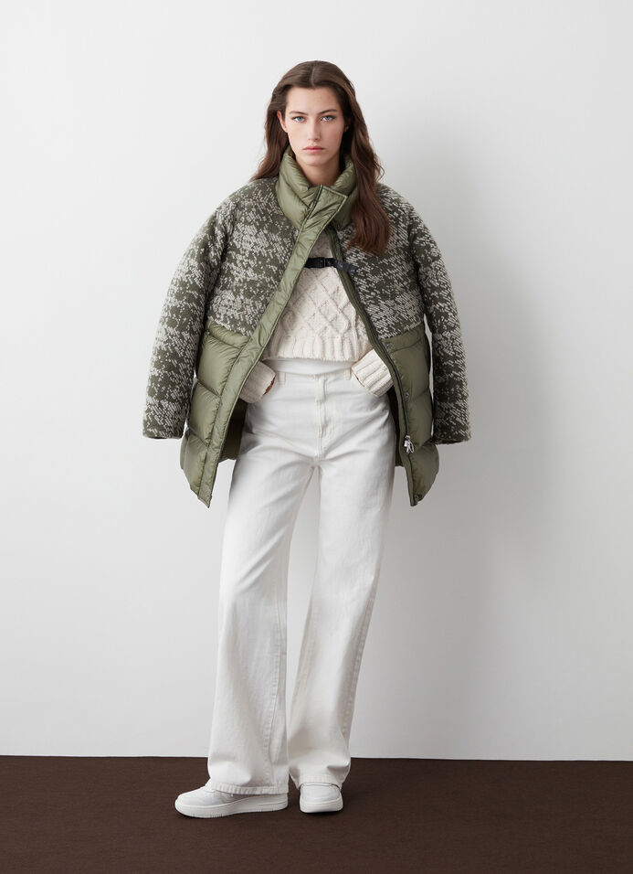 Jacquard down jacket with padded collar image number 1