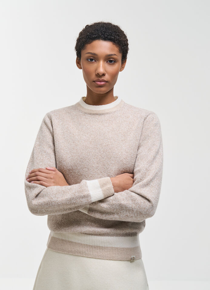 Crew neck sweater in melange wool