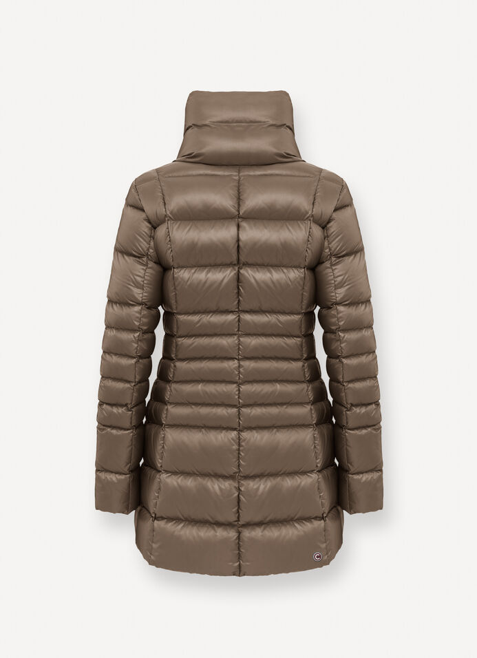 Fitted down jacket with zip and buttons image number 5