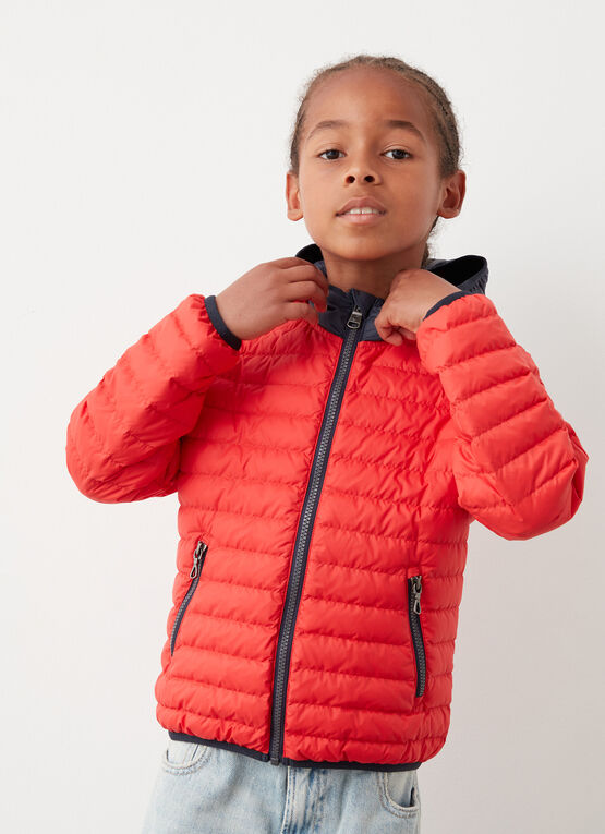 Kurze Daunenjacke mit Kapuze