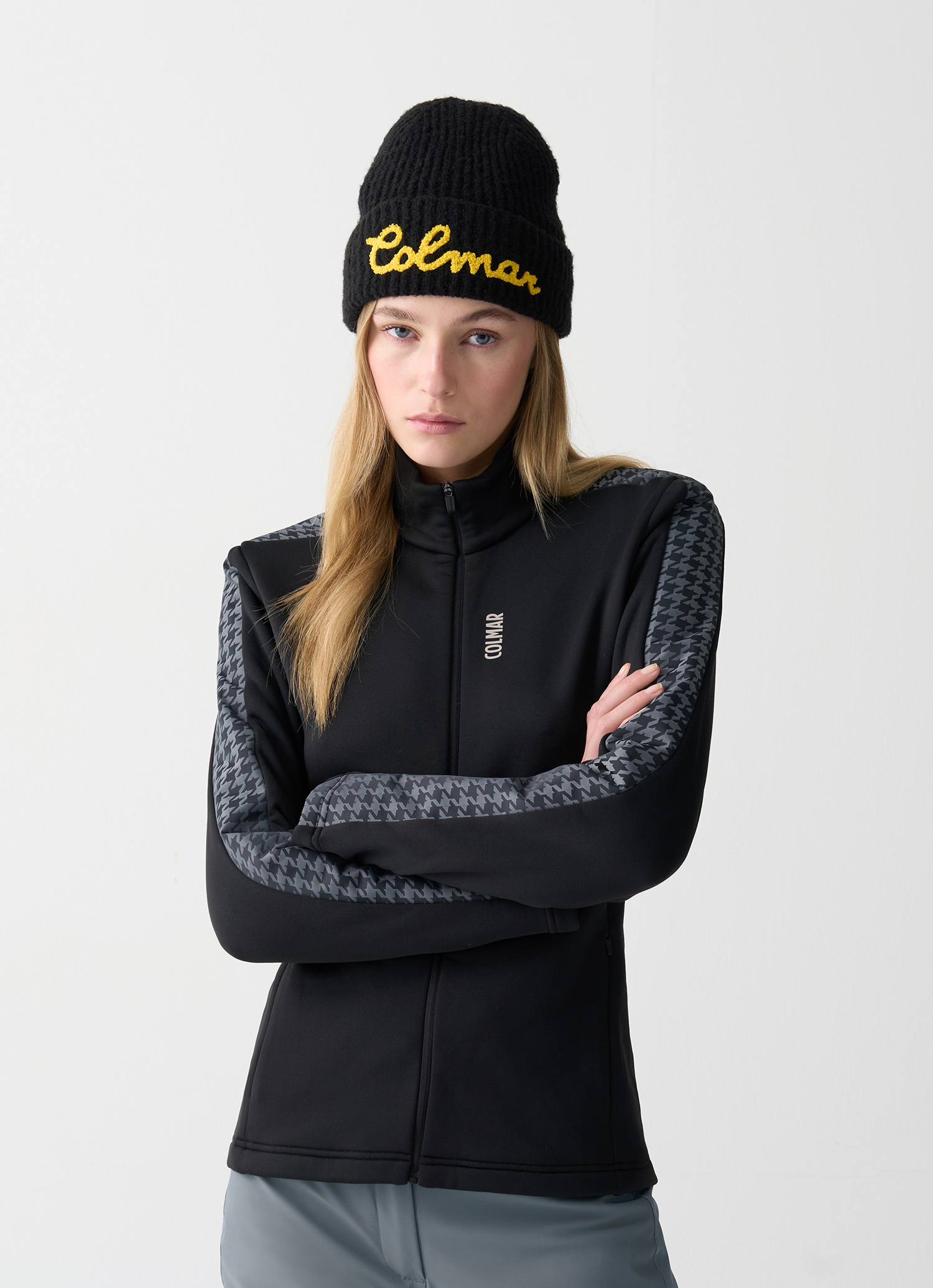 Colmar Ski-fleeceshirt Mit Hahnentrittmuster