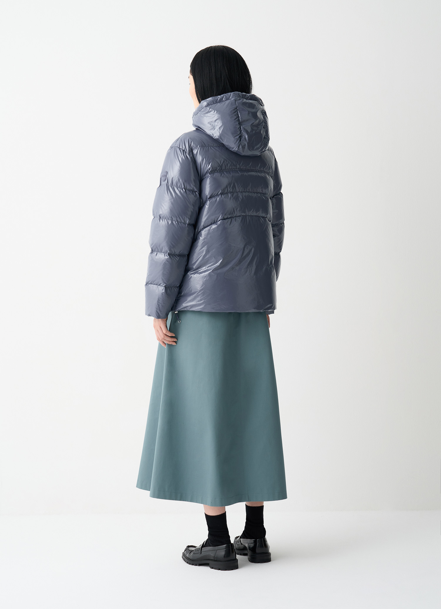 Glossy hooded down jacket with drawstring - PROFONDO BLUE | Colmar