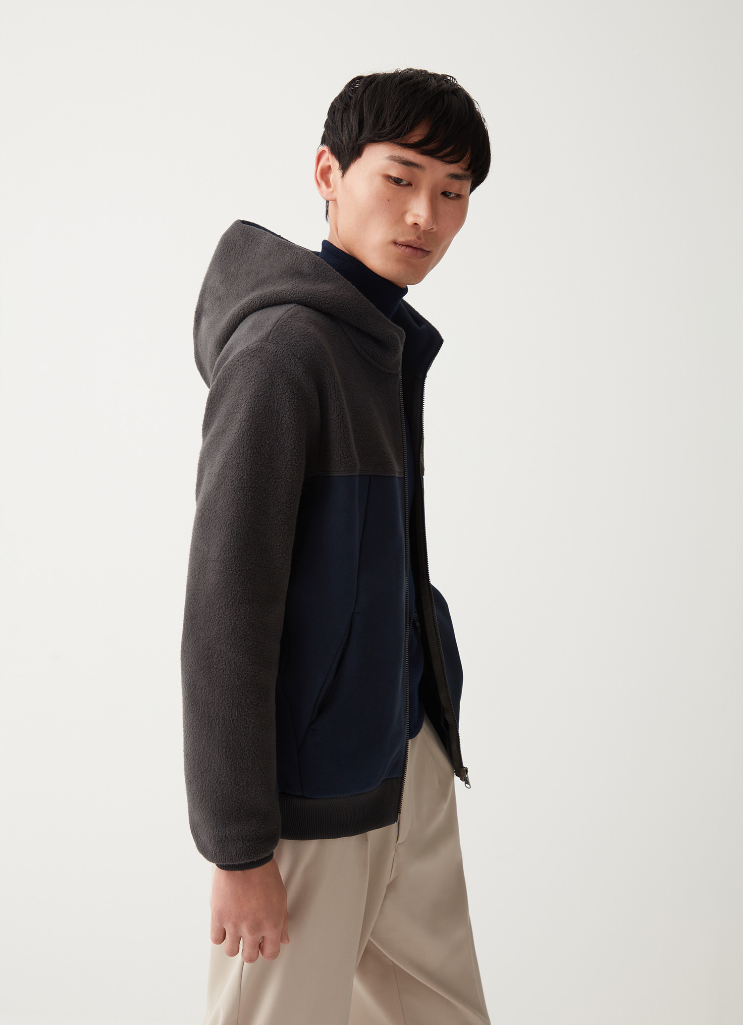 パーカー・フーディ COLMAR Men Hoodies 6154R 1XL 68 Blue Hooded cotton blend full zip sweatshirt - NAVY BLUE-VULCAN