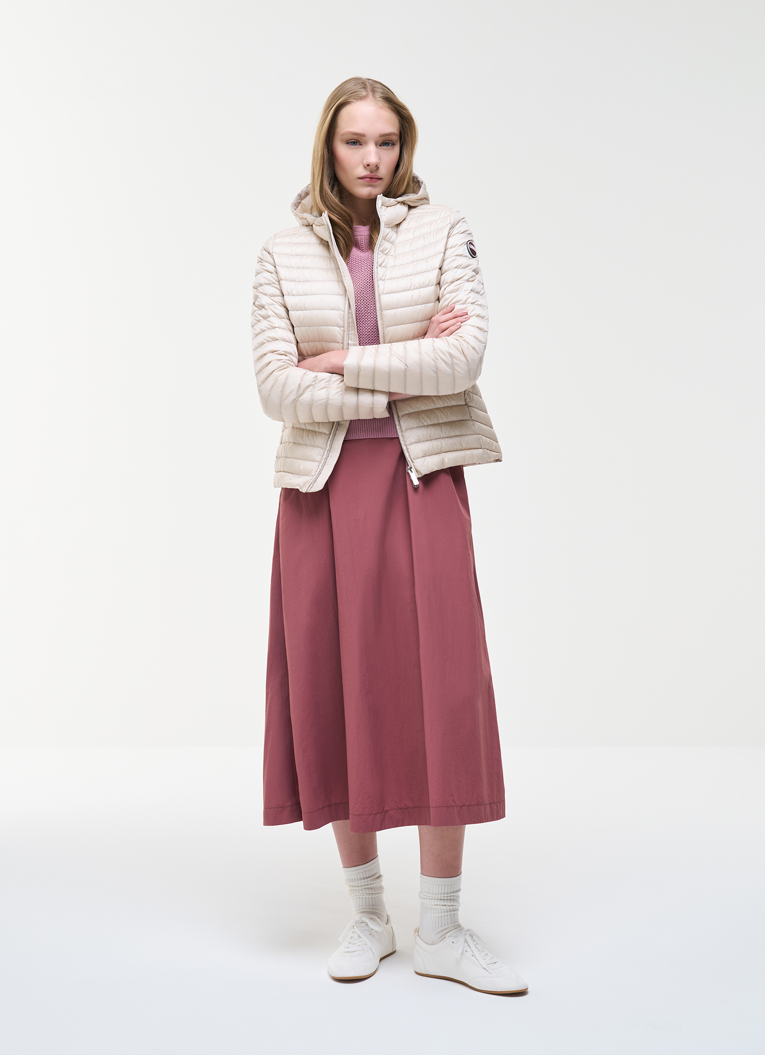 Colmar Donna Beige Leichte Daunenjacke Mit Kapuze, Farbe: Porcelain, Größe: 50