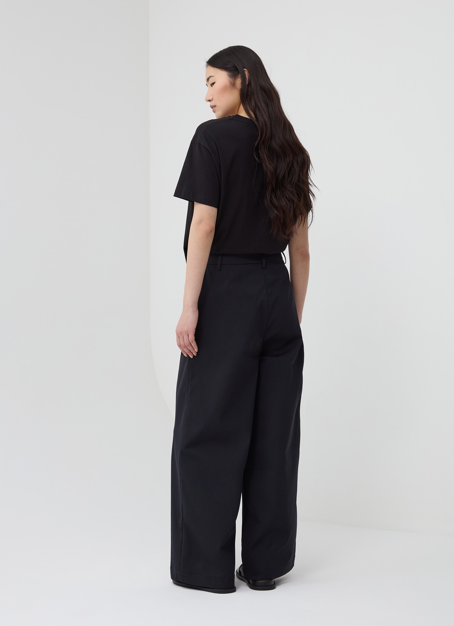 Easy care palazzo trousers with darts - BLACK | Colmar