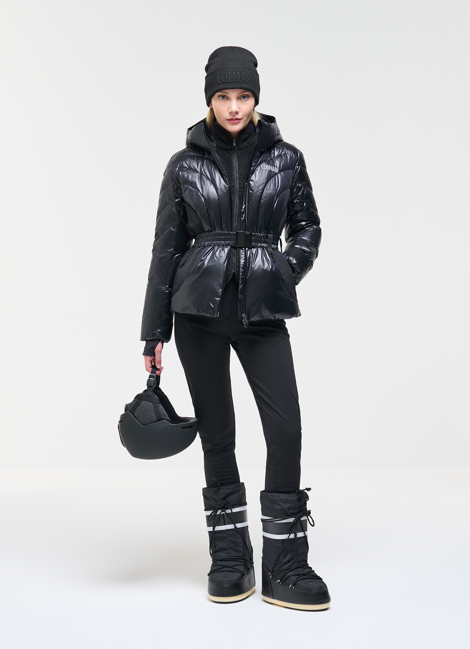 Colmar Donna Nero Per 28000001-3Kq Piumino Da Sci Con Cintura Nera (44), Casual, Poliamide - Immagine 3