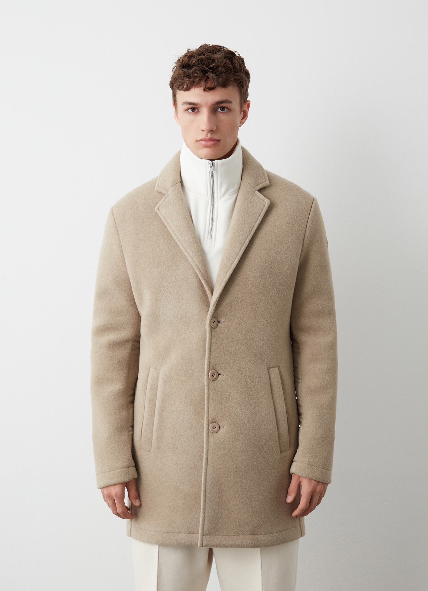 Wool cloth coat with nylon inserts - ARIZONA BEIGE | Colmar