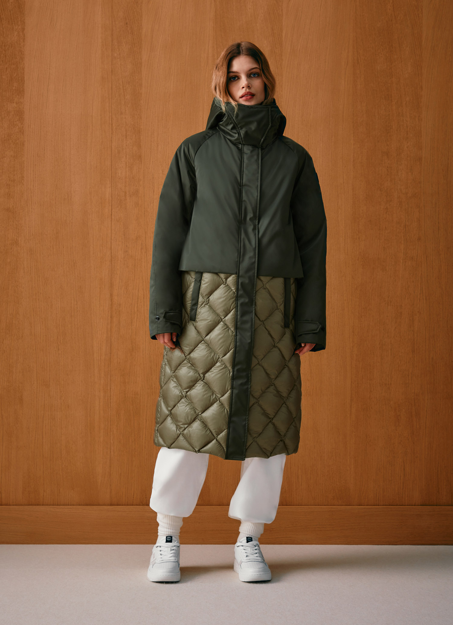 Colmar Maxi-daunenjacke Im Colorblock-design