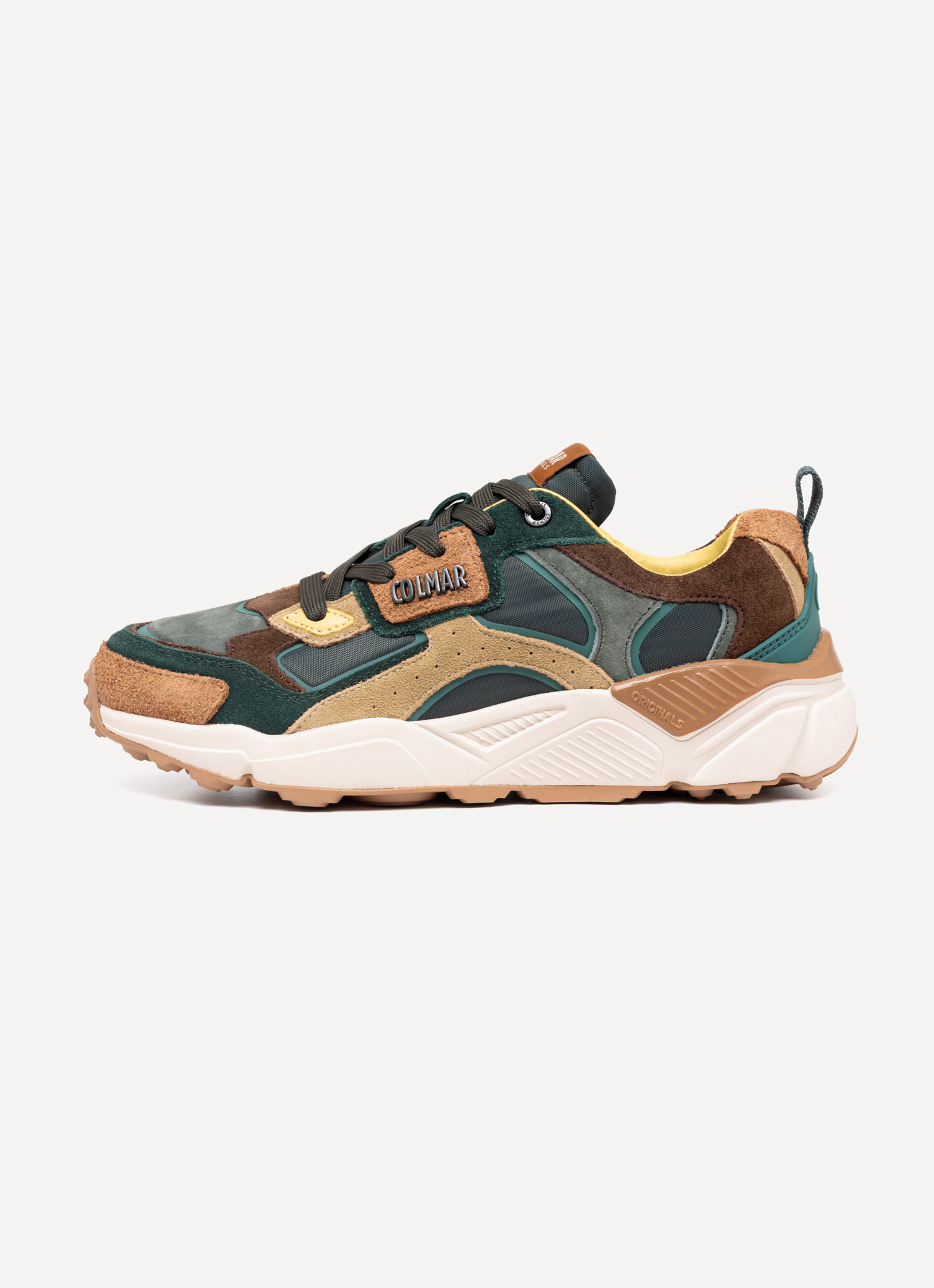 Colmar Uomo Cammello, Cachi Per Garner-B Sneaker In Pelle Garner Blend Verde Multicolore (43), Basso, Stringhe, Casual - Immagine 3