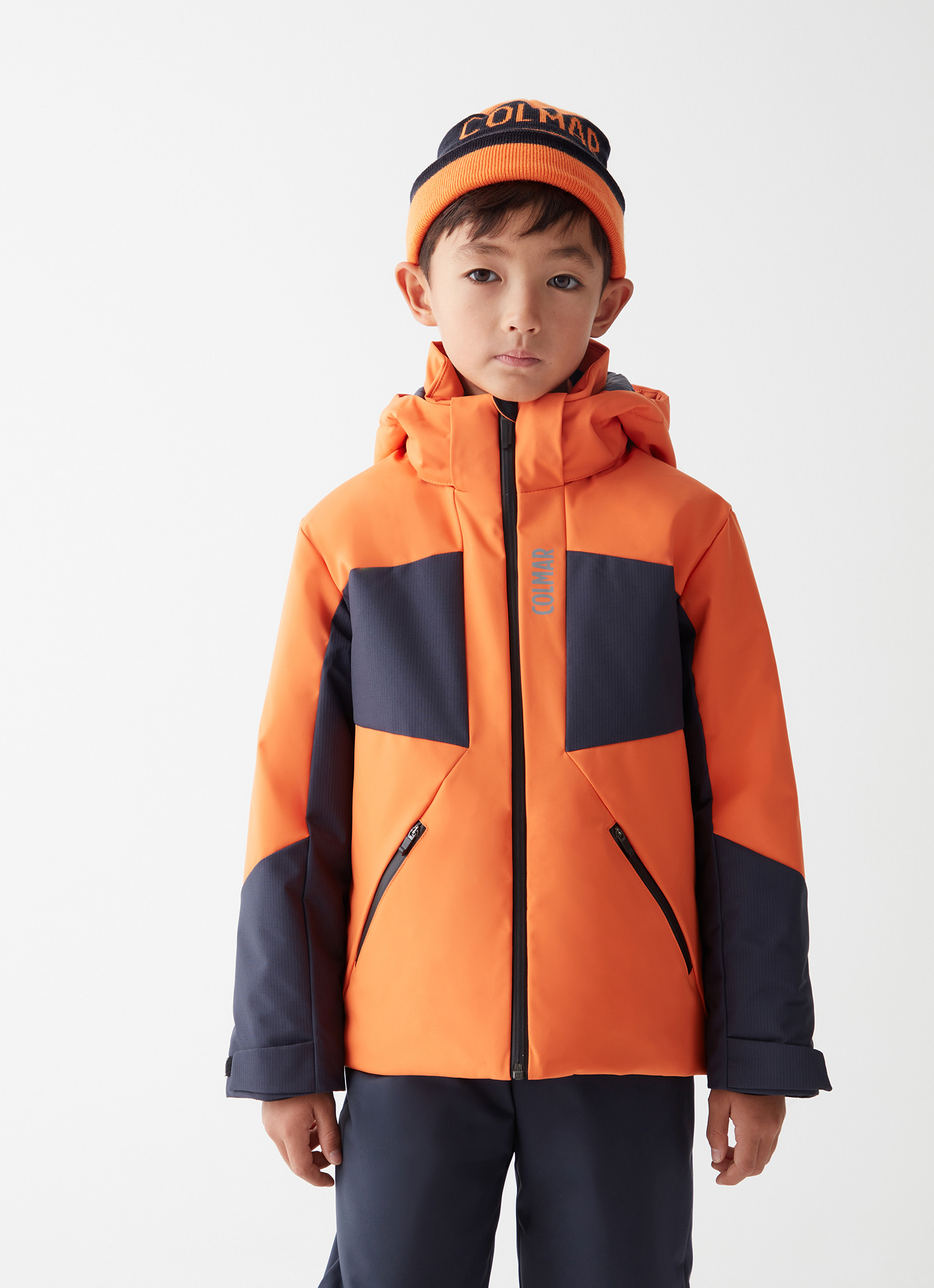 Boys' colourblock ski jacket - MARS ORANGE-NAVY BLUE | Colmar